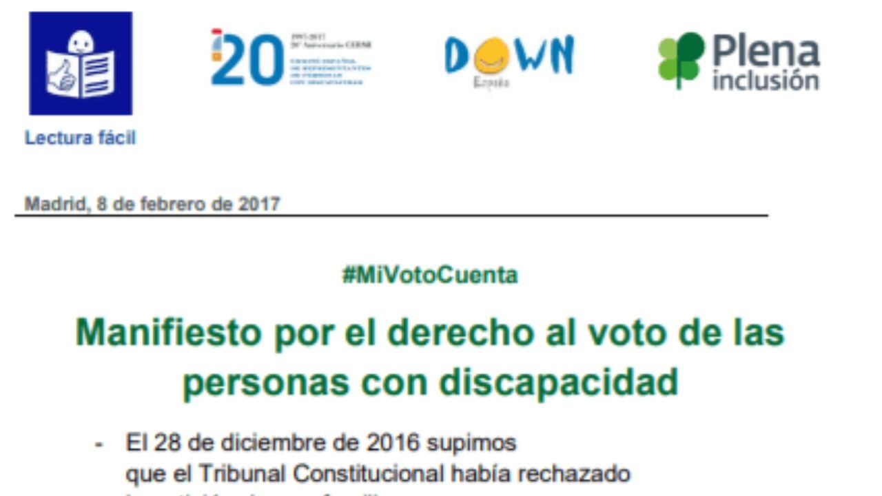 Manifesto polo dereito ao Voto das persoas con discapacidade. 2017