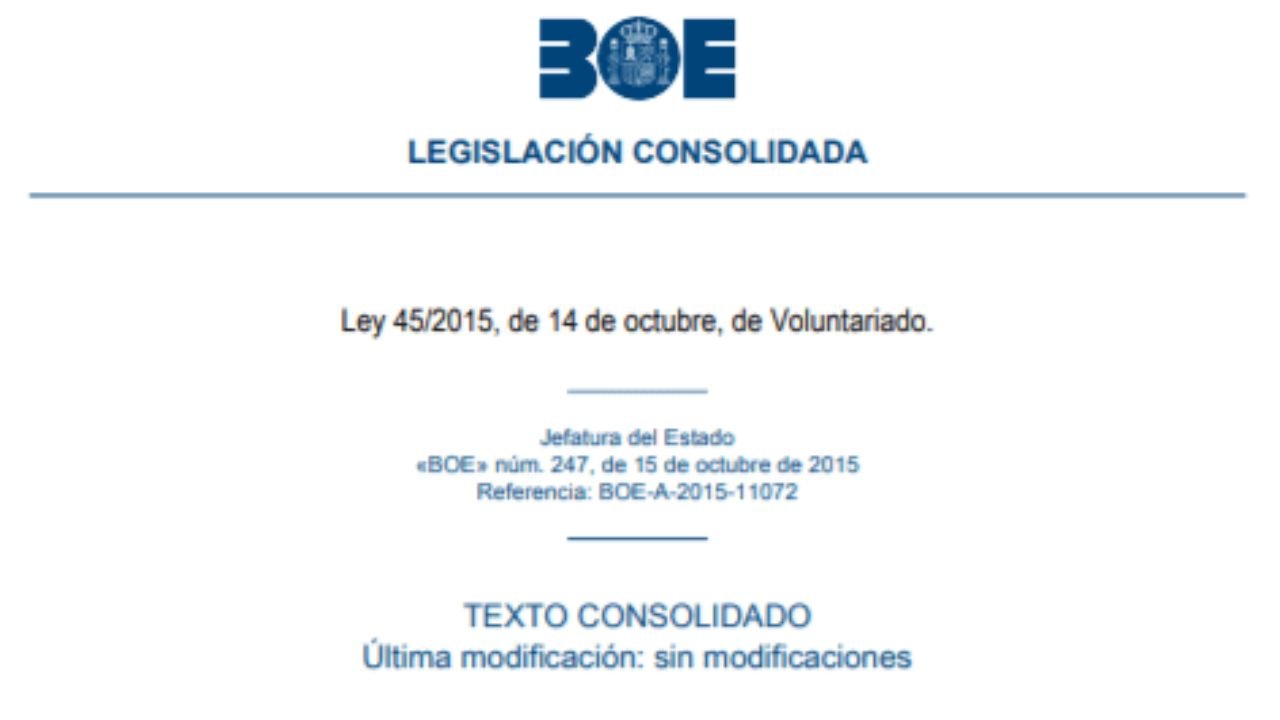 Lei 45/2015 de Voluntariado